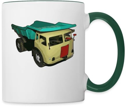 Spreadshirt Ostalgie DDR Kipper Kinderspielzeug Tasse Zweifarbig, One size, Weiß/Dunkelgrün