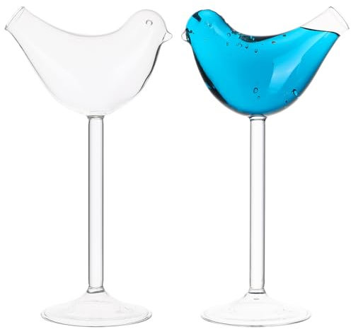 2Pcs Bird Shape Glass Wine Goblets - 150Ml Transparent Cocktail Glasses for Home Bar, Parties, and Events