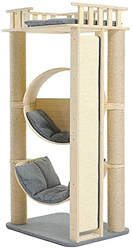 LSDRALOBOOE Rascador para Gatos Rascador árbol Poste Rascador Árbol para Gatos Casa de Madera integrada Villa Poste rascador Tablero para rascar Marco de Escalada para Gatos Arena para Gatos 715