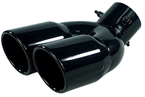 Universal Auspuff Schalldämpfer,MoreChioce Doppelendrohr Wasserdichte Auspuff Endstück Auspuffblende 63mm Edelstahl Auto Auspuffrohr Endrohr Auspuff Blende,Schwarz