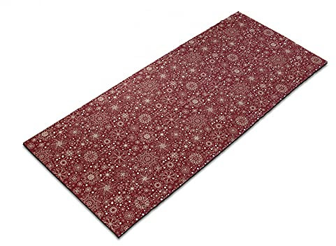 ABAKUHAUS Retro Yoga-Mattenhandtuch, Filigree Stil Schneeflocken, rutschfeste schweißabsorbierende Yoga Pilates Workout Pad Abdeckung, 64 cm x 178 cm, Vermilion Ivory