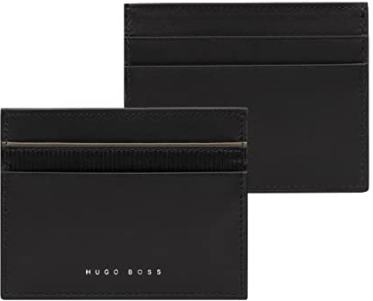 Hugo Boss Kartenhalter Gear Black Khaki aus Leder und Nylon in der Farbe Schwarz-Khaki, Maße: 10cm x 7,7cm x 0,3cm, HLC207T
