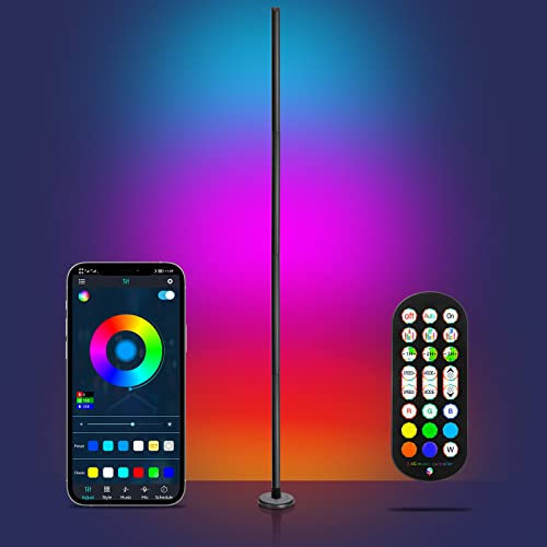 luxceo Lampara de Pie Led 165cm, RGB Lámpara de Pie Moderna con Remoto y APP,16 Millones de Colores,Sincronización Musical y Temporizador, para Sala de Estar Dormitorio Juegos Luz Ambiental