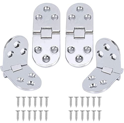 4 Stück Zinklegierung Klappscharnier für Klapptisch Nähmaschine Tisch Schreibtisch Kleiderschrank 180° Faltbares Scharnierschrauben Set Home Hardwares, Silber