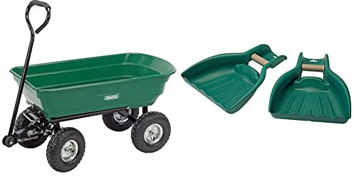 Draper DRA58553 Garden Tipper Cart - Green, 22.0 cm*96.0 cm*51.0 cm & 76762 Heavy-Duty Leaf Collectors (Pair)
