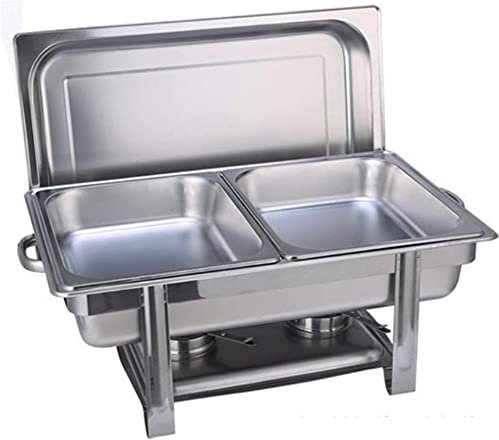 Rectangle Chafing Dish Set, Stainless Steel Chafing Dish with Food Pans Fuel Holders, Chafing Dishes Set for Catering Buffet Warmer with Folding Frame(Color:Single Grid) (Single Grid) (Double Grid )