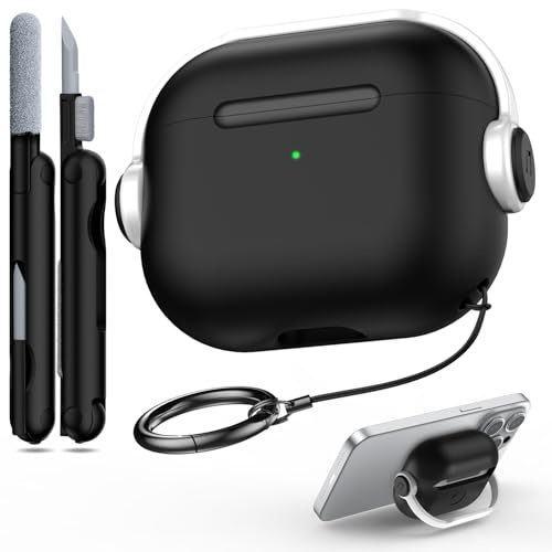 R-fun Kompatibel mit Airpods 3rd Generation Case mit Secure Lock, Musik Headset Kopfhörer Schutzhülle mit Reinigungsset Kompatibel mit Apple Airpods 3 2021 Ladecase,Schwarz &Weiß