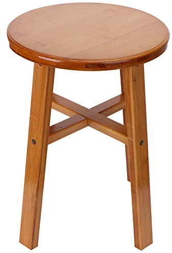 ZLXHDL Holz Kleiner Niedriger Hocker, Starke Tragende Holzhocker-Duschbank, Outdoor-Fußhocker Für Wohnzimmer, Badezimmer, Schlafzimmer(Mittelgroßer runder Bambushocker)