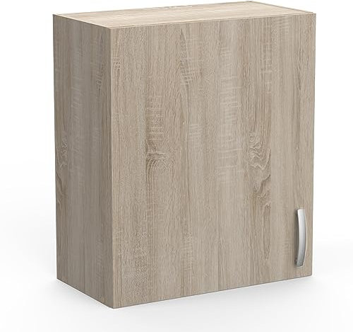 möbelando Wandhängeschrank >Paprika< in Sonoma Eiche/Beton - 60x70x30cm (BxHxT)