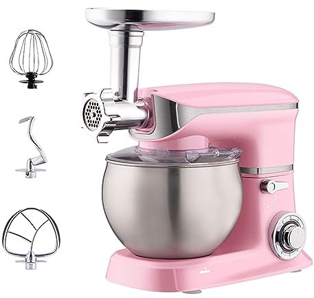 Sbattitore Elettrico Impastatrice Planetaria con La Ciotola 6,5L 6 velocità con Impulso Include Gancio per Pasta, Frusta, Frullino Accessori Opzionali Macinacarne, Estrattore di Succo 1000W (Size : +