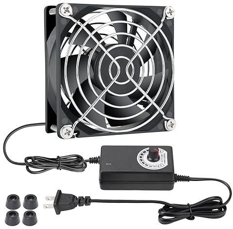 KEYFANCLUB 80mm Small Computer Fan with AC Plug, 110V 120V 220V 240V Fan with Speed Controller, Cooling for Gaming PC, Modem, Cabinet, Terrarium, Greenhouse