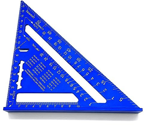 Zimmermannswinkel Schreinerwinkel180mm winkelmesser,metall lineal, geodreieck anschlagwinkel für Schreiner Dachdecker Geschwindigkeitsmarkierungen (blau)