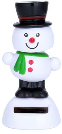 Recitem Figurine de Noël, élan, à énergie solaire, oscillant, jouet dansant, pour la maison, le bureau, 1 pièce (bonhomme de neige sur fond blanc)
