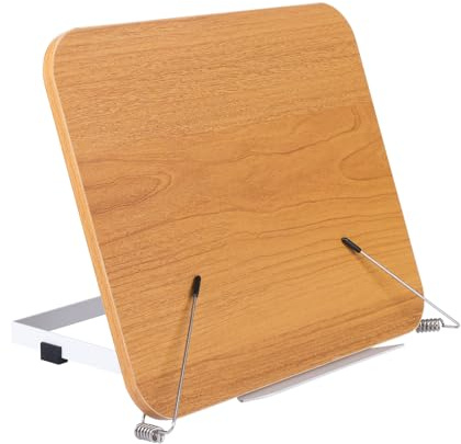 MSDADA Hölzern Leseständer Buchständer Kochbuchhalter Buchstütz, Faltbar und Tragbar, Halterbrett aus Bambus für Noten Rezepten iPads Laptops(Gelb)