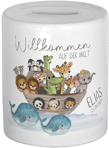 Spardose personalisiert Taufgeschenke für Mädchen & Jungen personalisierte Geschenke Baby Geldgeschenk Taufe Arche Noah Taufgeschenk Junge Geburt Babygeschenk
