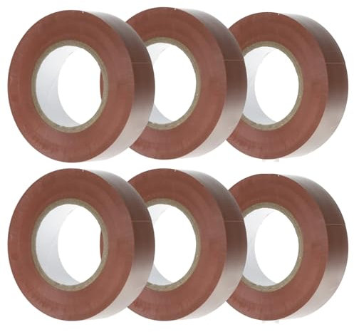 HomeBerg Cinta eléctrica marrón, 19 mm x 10 m, resistente a la humedad y al calor, cinta blanca de PVC fuerte autoadhesiva, cinta aislante eléctrica multiusos para cables eléctricos, bricolaje