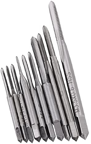 10 Stück Metrischer Gewindebohrer Set Gewindeschneidwerkzeug Satz HSS Metrisches Gerades Rohr Machine Tap M1 M1.2 M1.4 M1.6 M1.7 M1.8 M2 M2.5 M3 M3.5 für Bearbeitung von Muttern