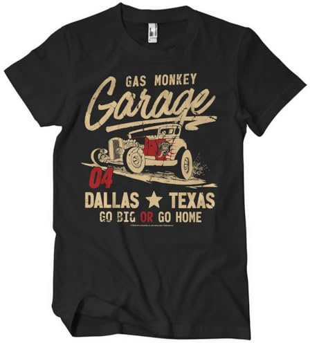 Gas Monkey Garage Offizielles Lizenzprodukt Go Big Or Go Home Herren-T-Shirt (Schwarz), X-Large
