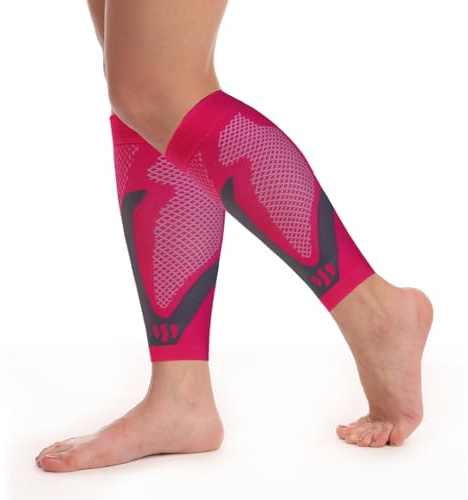 FairyPeach Medias Compresivas, Calcetines Compresion Mujer Hombre, Medias de Compresión varices, Pantorrilleras Compresion, Mangas Compresión,Calf compression sleeve Deporte, Running (rosa, L)