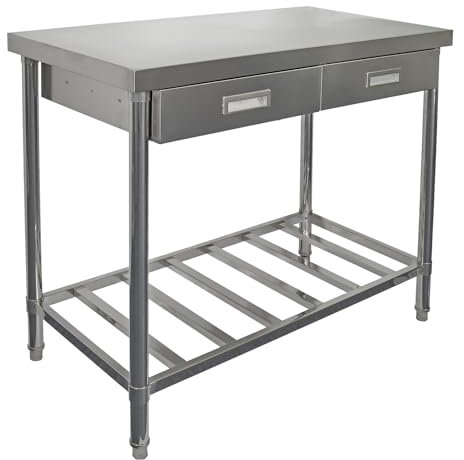 FIXKRAFT Edelstahltisch mit Zwei Schiebern Arbeitstisch Outdoor Gartenküche Filetiertisch