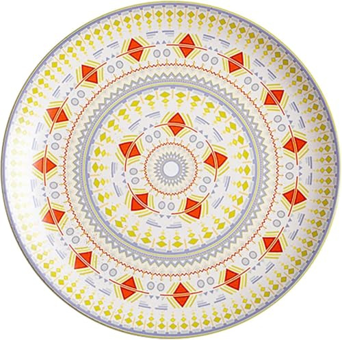 QZLNONTK Dinner Plate，Colorful Plates, Porcelain Dishes for Kitchen Microwave Oven, Dessert Plate,Ceramic Salad Plate Bohemian Style Plate(Floral,8inch)