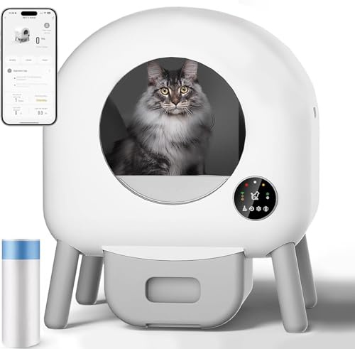 Lettiera Gatto Autopulente, Lettiera Automatica, Luci d'atmosfera | con App, per 1.5-12.5 kg Gatti, Facile Manutenzione, Sensori di Sicurezza
