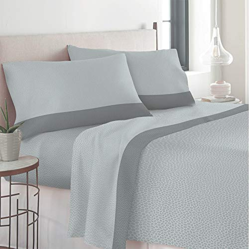 LARA MORADA-Set Completo Letto Lenzuola, in Flanella Una Piazza E Mezza, 100% Cotone Anallergico, Anti Pelucchi, Made in Italy, MOD Favola Una Piazza e Mezza Grigio