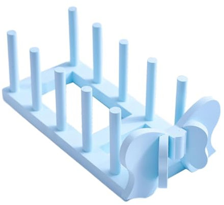 Folpus Escurridor de Platos de Madera, Soporte para Platos, Soporte para Tapa, Organizador de Cocina, para decoración de encimeras de restaurantes, Azul