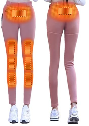 DLLDLGG Pantaloni Riscaldanti Pantaloni Riscaldanti Leggings Riscaldanti Pantaloni da Neve Riscaldati Biancheria Intima Riscaldata Calzamaglia Riscaldata Scalda Scarponi da Sci(Pink,L)