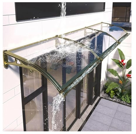 Outdoor Polycarbonate Front Door Canopy Awning with UV Rain Snow Protection 100x160cm