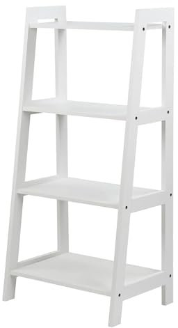 Kiswa collection 4-Tier Ladder Shelf – Freestanding Plant Display Stand - Bookshelf, Household Shelves Perfect for living rooms, bedrooms, kitchens, balconies, offices, blending style White