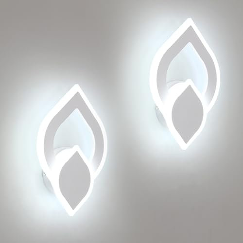 Mckalen Aplique Pared Interior LED, 2 Piezas 16W 1800LM Luz de LED Blanca Moderna, Lámpara de Pared Salón para Estudio en Pasillo, Luz Blanca 6500K