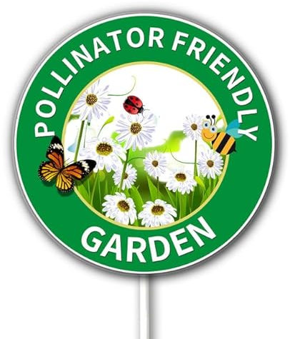 Bestäuberfreundliches Gartenschild für Bienen, Bienenliebhaber, Garten-Bienenschild, Schild für Biene – 23 x 23 cm, rund, stabiles Aluminiumschild, wetterfest und lichtbeständig