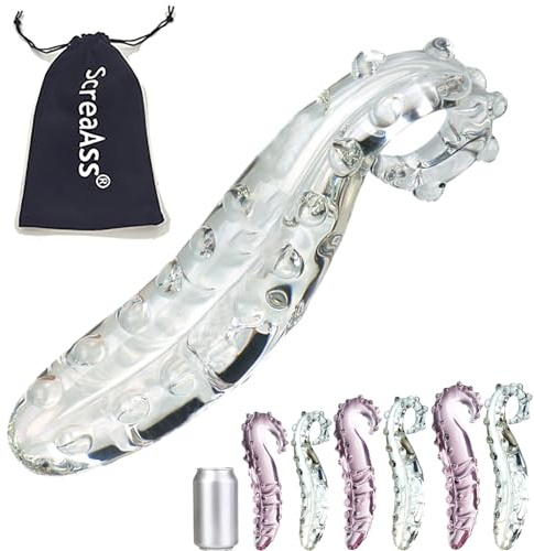 ScreaAss 2025 Großer Glas Dildo Anal Plug 3,2/4/5Cm Dick Tentakel Oktopus Dildo Für Männer Frauen 16/18/21Cm Lang Glattes Kristall Doppeldildo Penis Butt Plug Prostata Massage SM Sex Toys,Clear,L