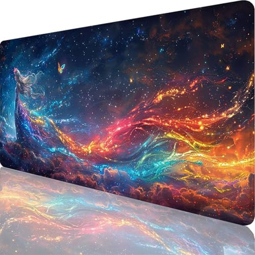 Tapis de Souris Gamer 1600x800x3 mm, Grand Tapis de Souris Bleu, Rêve Mouse Pad Imperméable et Antidérapant, Multifonction Grand sous Main Bureau pour Clavier et Souris, Decoration Maison 38-Zi