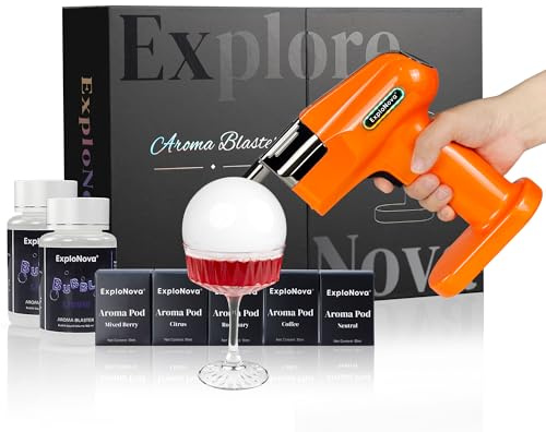 Cocktail Smoke Bubble Gun with 5 Flavour Aroma Pods and Edible Bubbles, whiskey smoker kit, Food Drink Decor Perfect for Bar, Party and Home, Gift for Engagement & Birthday - Orange
