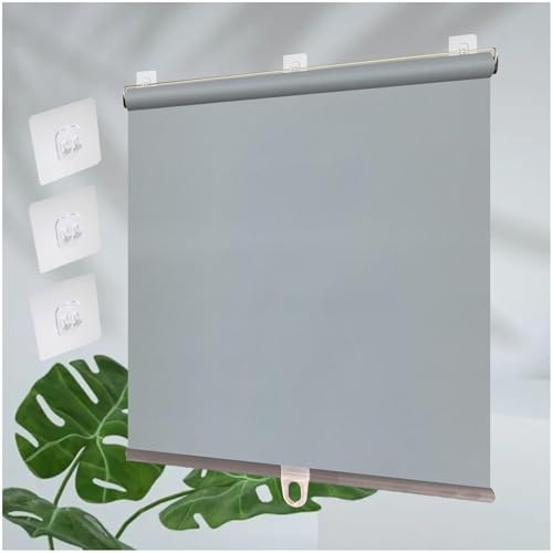 Xrdbfd Total Blackout Roller Blinds, Blackout Curtains, Window Roller Shades No Drilling, Sunshade Roll Up Blinds, Blinds Sunscreen Privacy,grey-110x175cm/43 * 69in