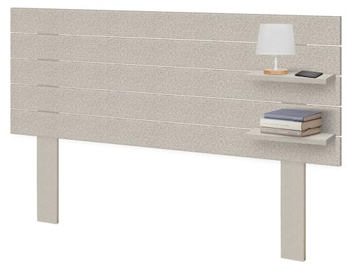 DHOME Testiera in Legno Riciclato DM con Ripiani e Gambe Stile Pallet Comodino Mensole Letto Nordico Ferramenta Inclusa (Pallet Orizzontale, Spighe Beige, 145cm)