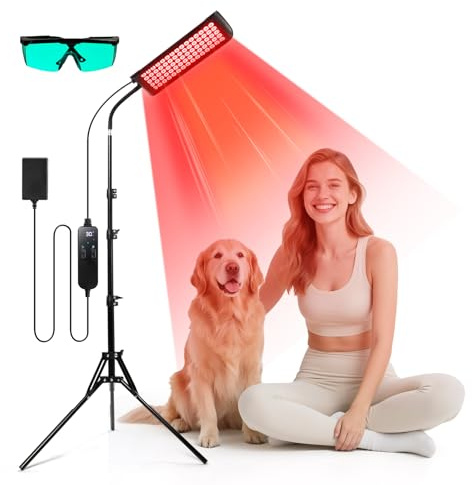 Red Light Therapy for Face and Body, GMOWNW Infrared Light Therapy Lamp with Stand, 660nm Red Light and 850nm Near Infrared Light Therapy Device for Face Knee Body, Skin Care at Home