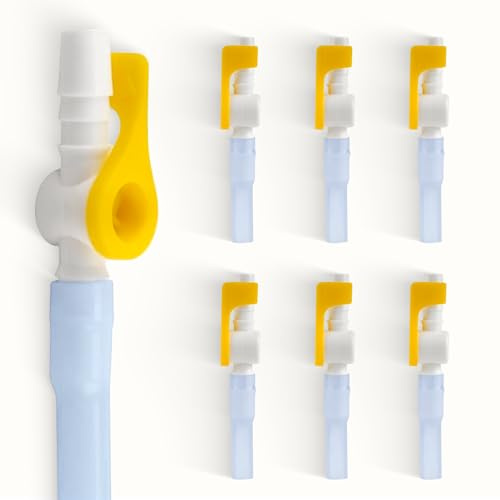 6PCS Catheter Valves for Urine Drainage, Soft Lever Tap with Smooth Edges and Tubing, Comfortable Alternative to Leg Bags | Easy-to-Use Catheter Bag Valve, Fits Catheter Leg Bag or Night Bag