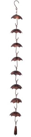 Regenketten-Abtropfgestell, 100 cm, Metall, dekorative Regenkette mit 8 Regenschirmen, für Gärten, Terrassen und verschiedene Außenbereiche
