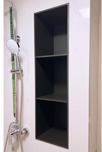Innovz Duschnische 28 X 90 cm Große Duschnische aus Schwarzem Edelstahl Einbauschrank für Badezimmer, Ohne Fliesen Moderne Duschablage für Seife, Shampoo und Toilettenartikel