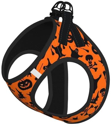 Hundegeschirr mit Halloween-Aufdruck, reflektierend, Haustierweste, Welpengeschirr, Leine-Set, für Spaziergangstraining