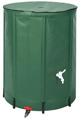 Barril de Lluvia Plegable con Grifo, Depósito de Agua de Lluvia, Tanque de Agua Portátil de 200L con Cesta de Filtro y Grifo, Fácil Montaje para Riego de Jardines y Almacenamiento de Agua de Lluvia
