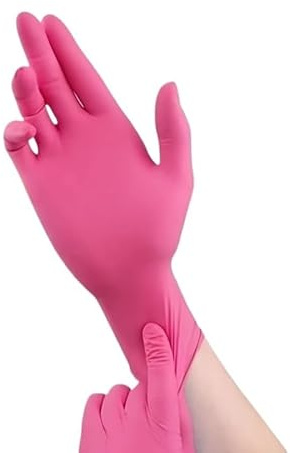 PBHOVIITG Guantes de nitrilo violeta desechables 5 milésimas, grado alimenticio, for uso doméstico, for mujeres, limpieza, jardinería y cocina, 50/100 unidades(Rose Red 20PCS,L)