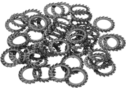 QUARKZMAN 50 Piezas Arandelas De Bloqueo Con Dientes Externos M16 Negro | De Acero Al Carbono, Para Tornillos Equipos Mecánicos Y Sujetadores