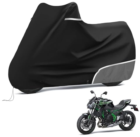 Motorrad Abdeckplane für Kawasaki Z650 / Z-Serie - Wasserdicht, Winterfest & reißfest aus robustem 420D Oxford-Stoff,Outdoor-Schutzhülle für Motorräder-Grau