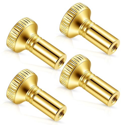 Jxiwfvl 4 Pack Brass Lamp Switch Knob, Metal Lamp Turn On/Off Switch Knob Replacement, Light Socket Twist Switchs Knobs, Standard Size Vintage Brass (Gold)