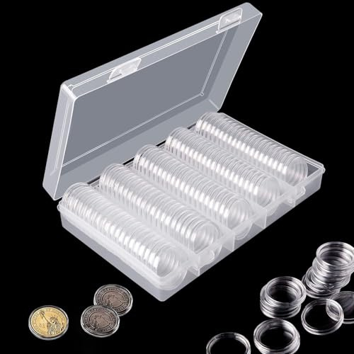 Lot de 100 capsules de monnaie - 27 mm - Boîte de rangement transparente - Album de collection professionnel pour pièces de monnaie spéciales - Pièces de collection commémoratives