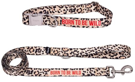 Fisura - Born to be Wild, justerbart nylonkit för stora hundar med starkt snabbspänne, bekväm och hållbar promenadtillbehör, originaldesign